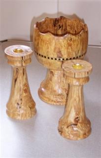 3 spalted birch pieces by Syd Weatherley